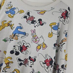 MICKEY AND FRIENDS Sweatshirt All Over Print Womens XL Cotton Blend CUTE